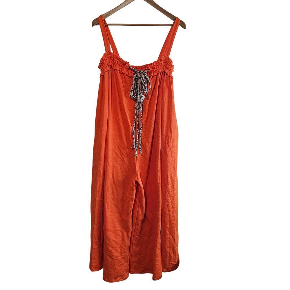 Bucket List Jumpsuit Women Med Orange Romper Boho Indie Oversized Relaxed Hippie